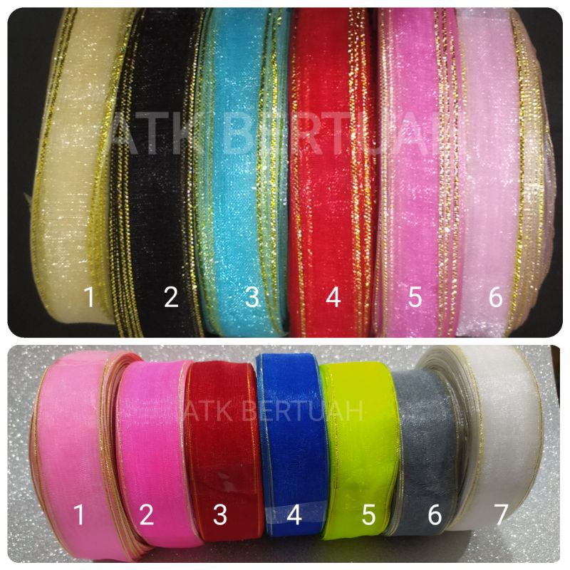 

ORGANDI RIBBON GOLD LIST PITA TRANSPARAN LIS MAS EMAS