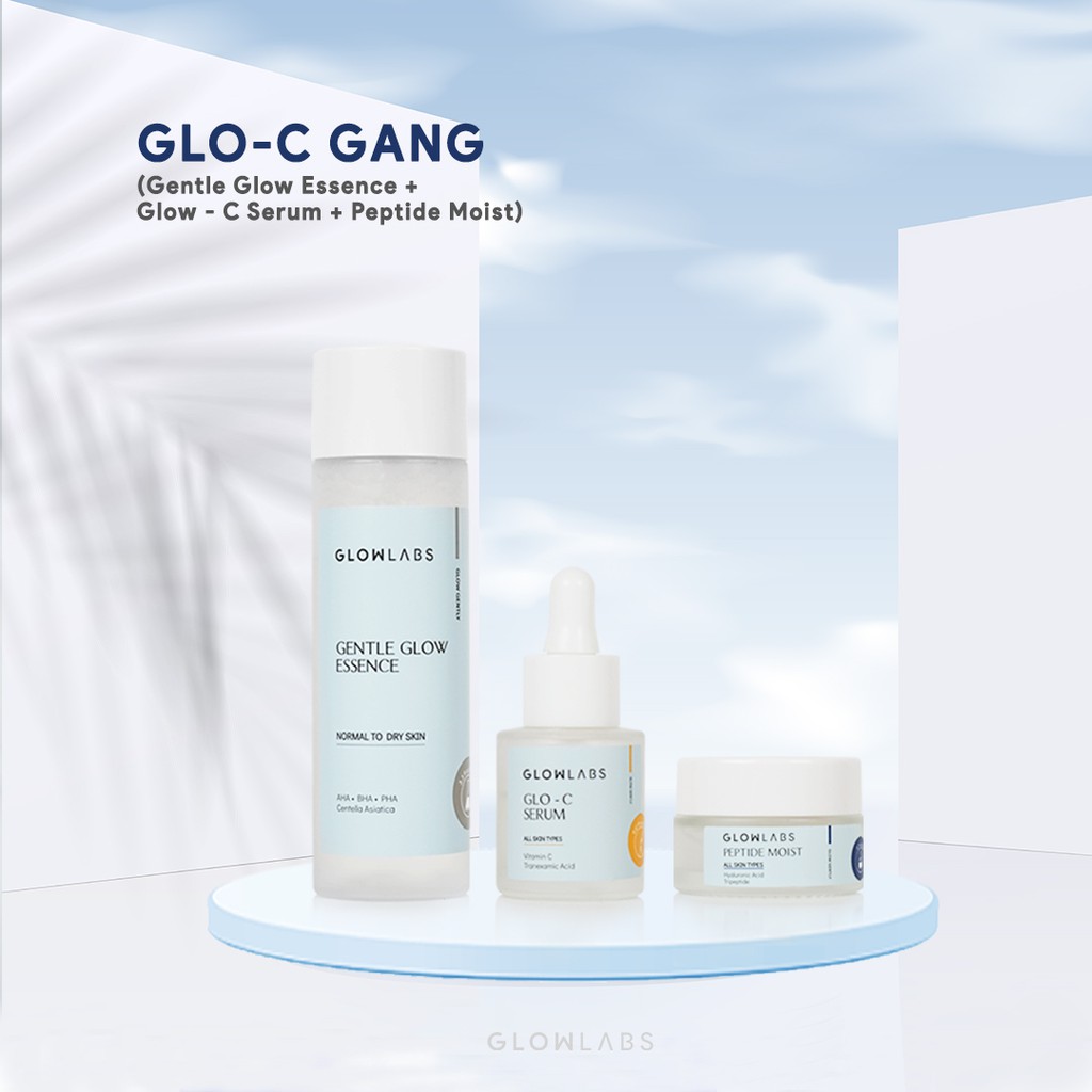 Glowlabs Glo-C Gang (Gentle Exfoliator Essence, Vit C Serum & Acne Prone Moisturizer)