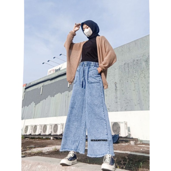 (BISA COD!) KULOT JEANS HIGHWAIST SNOW RAWIS //KULOT JEANS HW KANTONG TEMPEL KULOT FASHION WANITA KEKINIAN