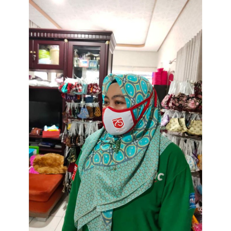 masker merah putih sablon 3 ply