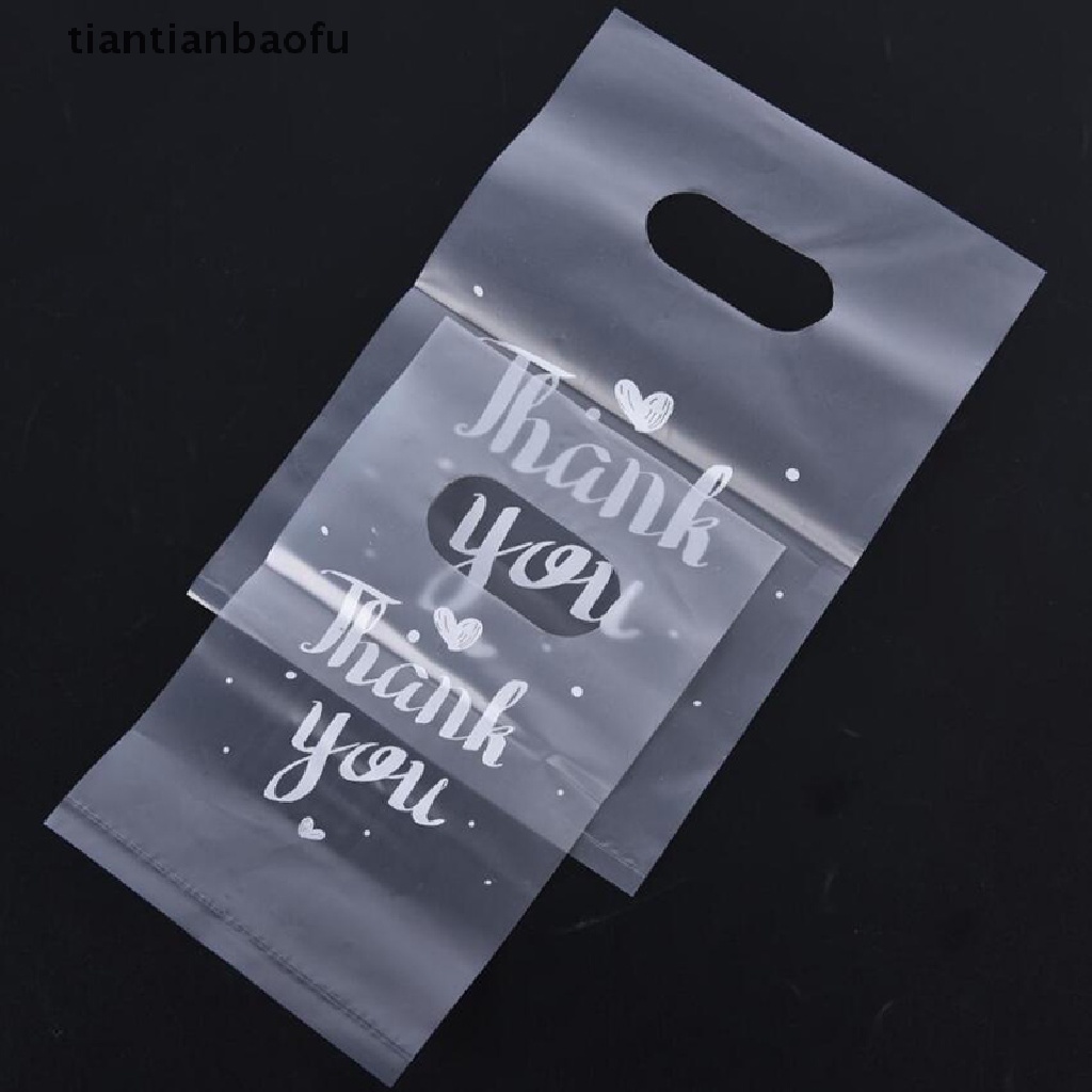 [tiantianbaofu] 100Pcs Mini Thank you Plastic Gift Bags Wedding Candy Bags Shopping Carrier Bags Boutique