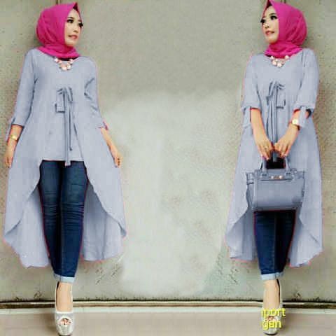 [Tunik Olga Grey SW] tunik wanita wolly crepe abu abu
