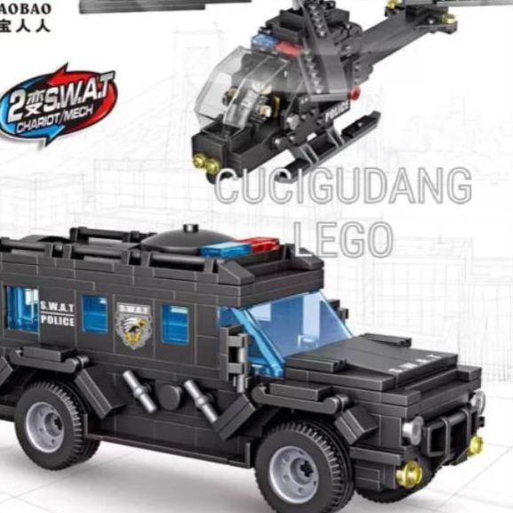 ❄ Lego SWAT Police Polisi 2 in 1 Mobil Polisi Helikopter Pesawat ◊
