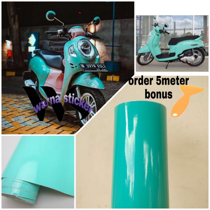 Skotlet Stiker Motor Hijau Doff Setiker Sekotlat Hijau Tosca Glosy/Doff Scotlet Sticker Hjau