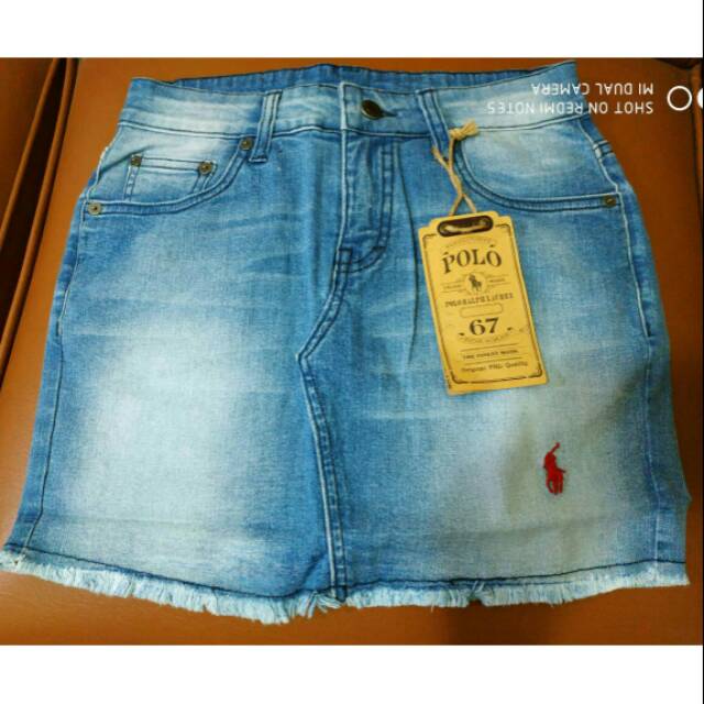 Rok Wanita Branded Murah P*lo Ralph Lauren Blue Jeans Mini