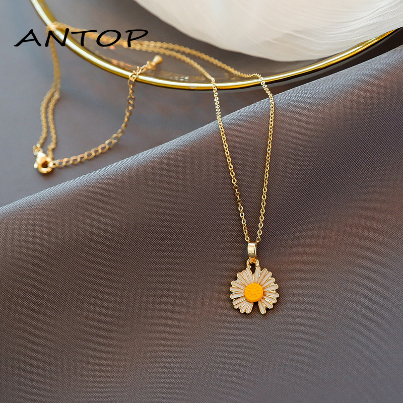 Fashion Daisy Tassel Necklace Small Daisy Bracelet Korea Fresh Gold Bracelet Gold Necklace ANTOP