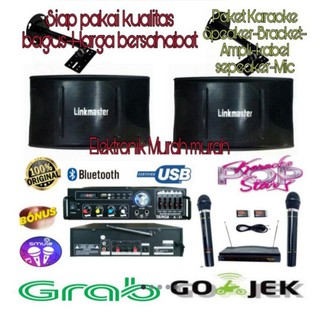 Paket Karaoke Murah Linkmaster8inch Mic Wireless Lengkap Tggal Karaoke rumah,kantor,Cafe Dll