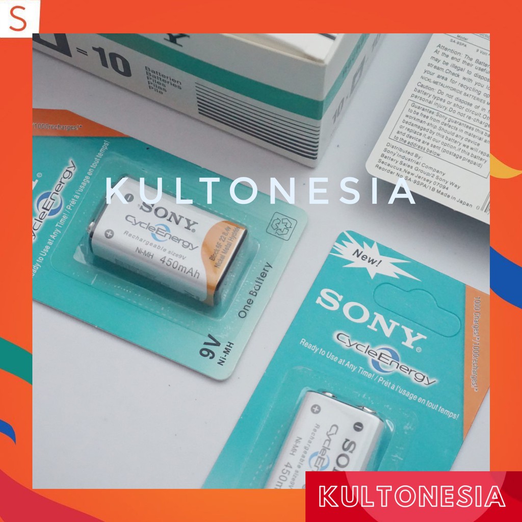 Baterai kotak sony 9V ORI Baterai cas Rechargeable Battery NiMH SONY 450mAh