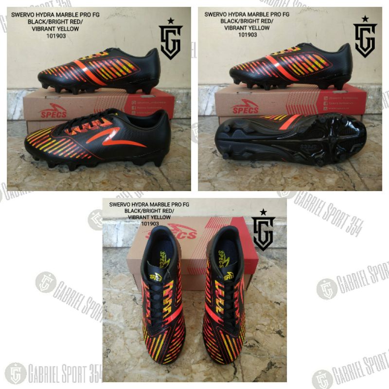 Sepatu Sepak Bola Specs Swervo Hydra Marble Pro FG Black Bright Red [ 101903 ]