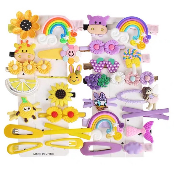 JEPIT RAMBUT ANAK PEREMPUAN KOREA FASHION LUCU / JEPITAN RAMBUT ANAK BALITA 14PCS 1SET IMPORT - AK21