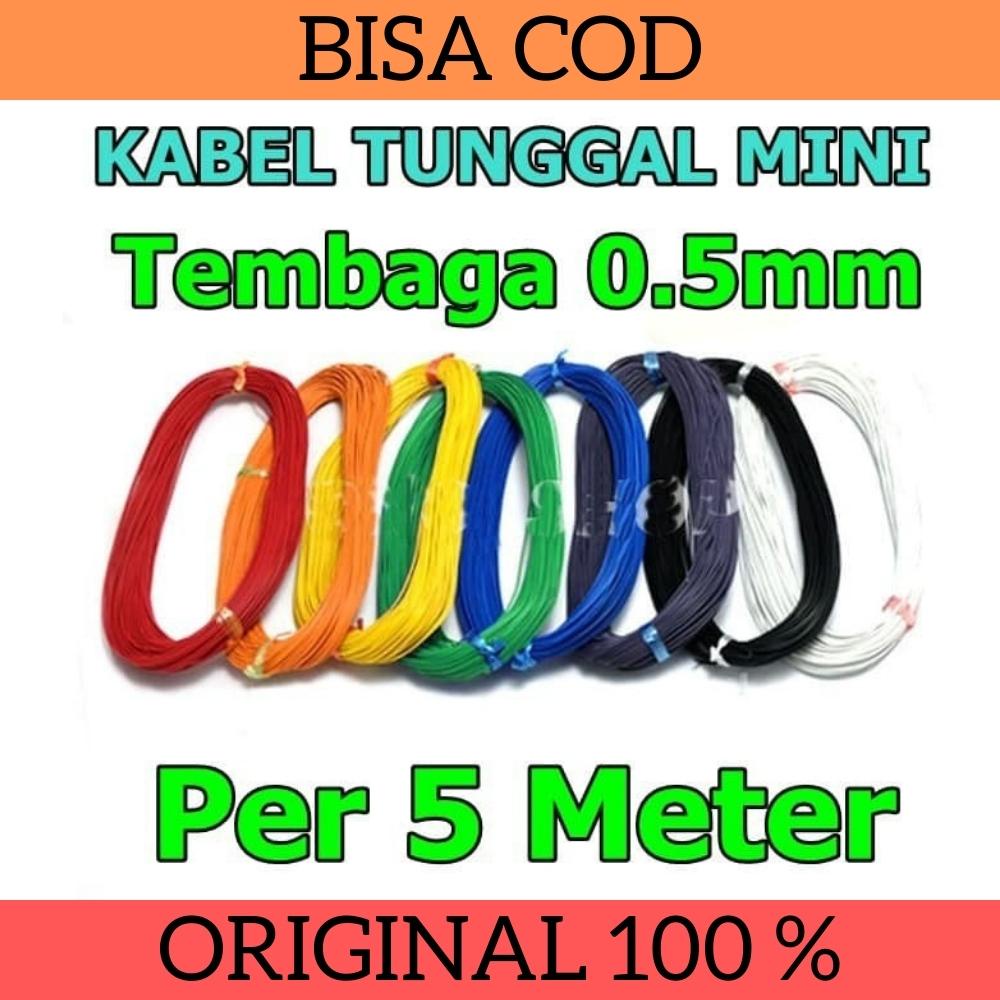 Per 5 Meter Kabel Tunggal Mini Tembaga 0.5mm Cocok Untuk Jumper Elektronika Praktek Ptaktikum LAB