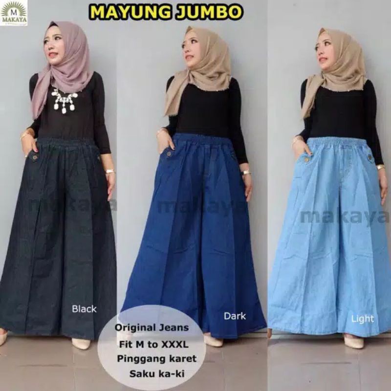 Celana Kulot Jeans Polos Jumbo XL XXXL