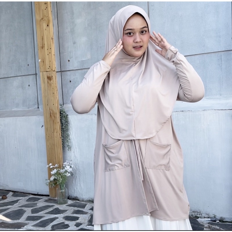 Koyu Hijab Instan Jersey Premium Queena Set Outer Praktis