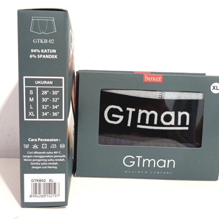 1 Pcs Boxer Celana Dalam Pria GT Man GTMAN Katun Cotton Underwear Pakaian Dalam Pria GTKB-02 CD