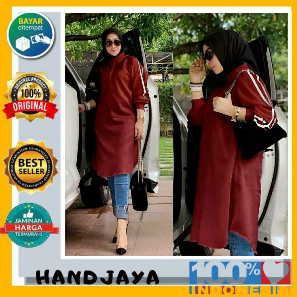 Tunik Wanita Terbaru 2020 Kekinian Murah Jumbo JULIANA Baloteli Maroon fit L+ Import Korea