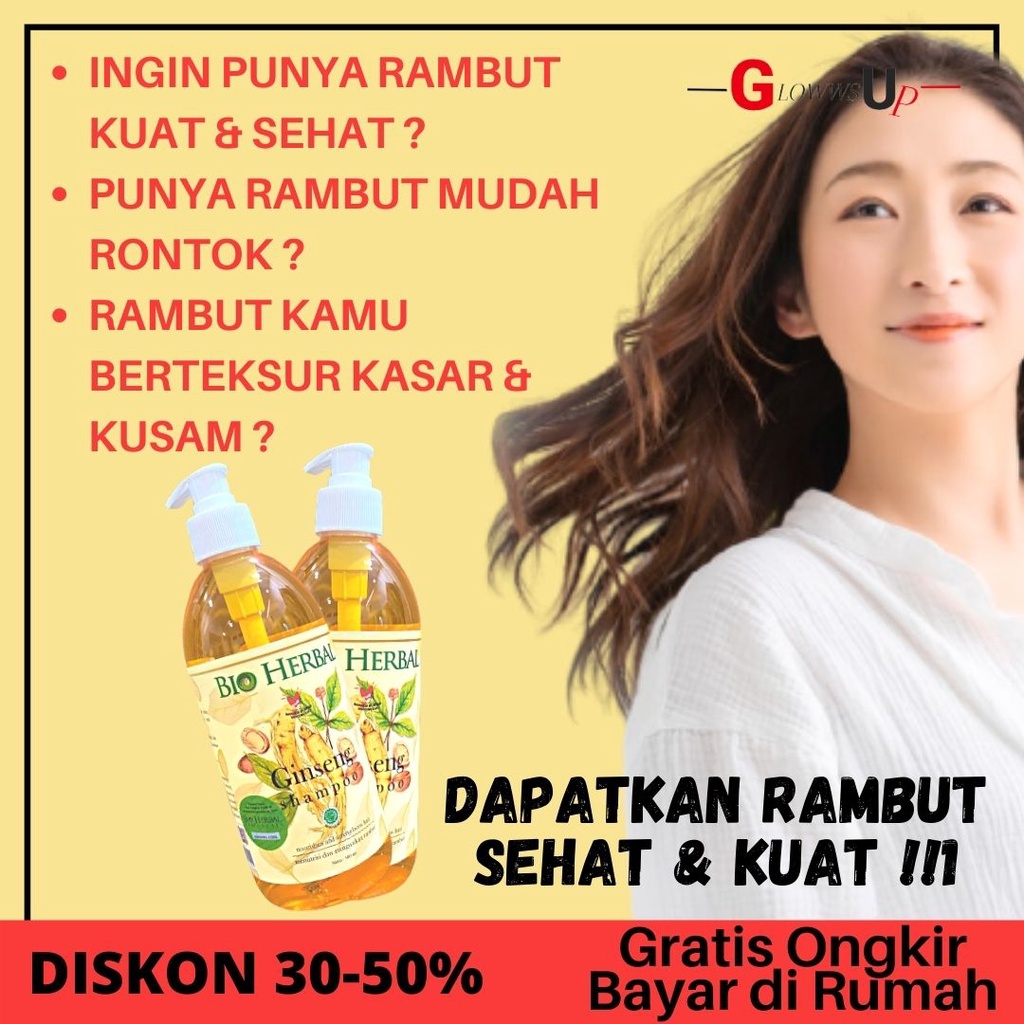 PENUMBUH RAMBUT BOTAK BIO HERBAL SHAMPO GINSENG 500ML NEW SIZE - SHAMPO GINSENG BIO HERBAL