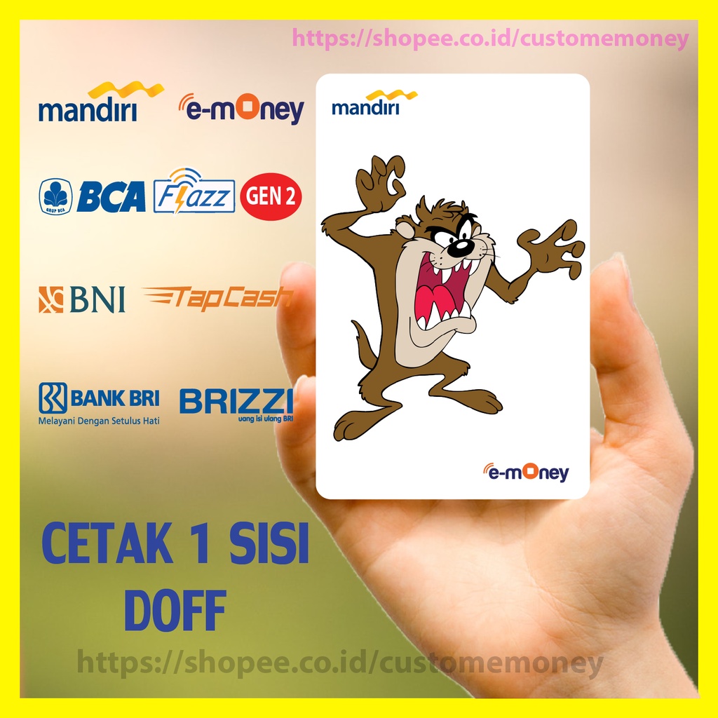 KARTU EMONEY ANIME KARTUN TASMANIA DEVIL TAZ-MANIA LOONEY TUNES CARROT ETOLL E-MONEY MANDIRI FLAZZ BCA GEN 2 TAPCASH BNI BRIZZI - 1 SISI