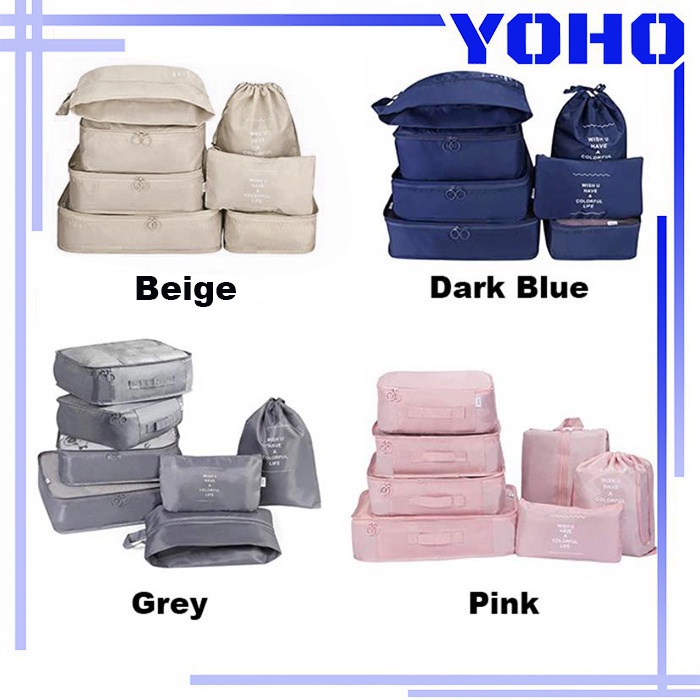 Tas Travel Organizer Storage Bag Luggage Bag Tas Dalam Koper 7in1 Set 7Pcs SET Travel Luggage Organizer Packing Cubes Set Storage Bag Waterproof Laundry Bag Traveling Accessories