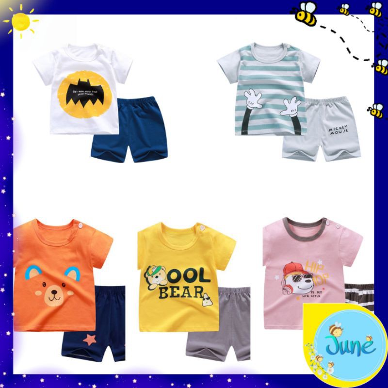 [READYJAKARTA] BAJU JUMPER PENDEK KAOS + CELANA BAJU ANAK SETELAN LENGAN PENDEK #355-359