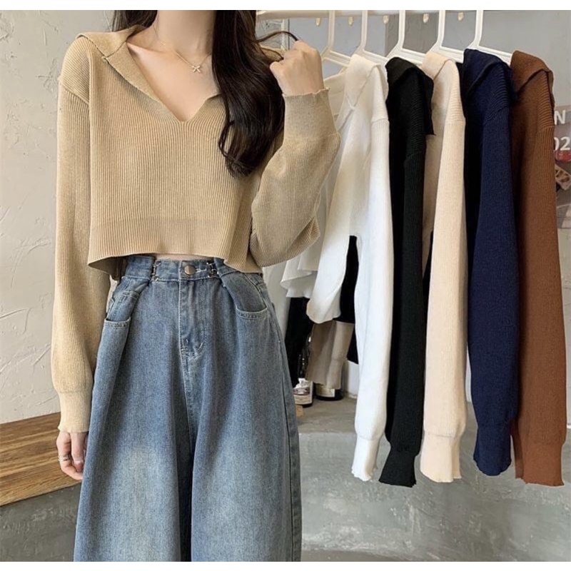 AUREL KNITE SWEATER RAJUT WANITA KOREAN | KNITTED CROP RAJUT