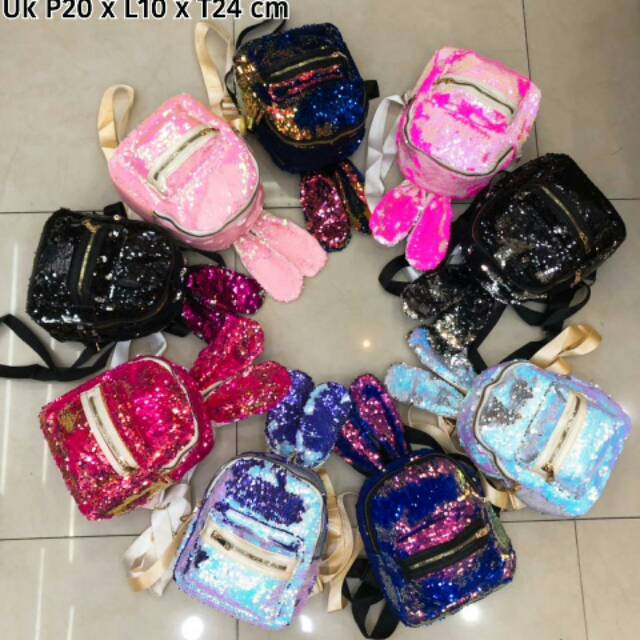 

Rabbit Sequin ( payet Bisa Berubah warna ) Uk P20 x L10 x T24 cm 2 pcs bisa 1 kg