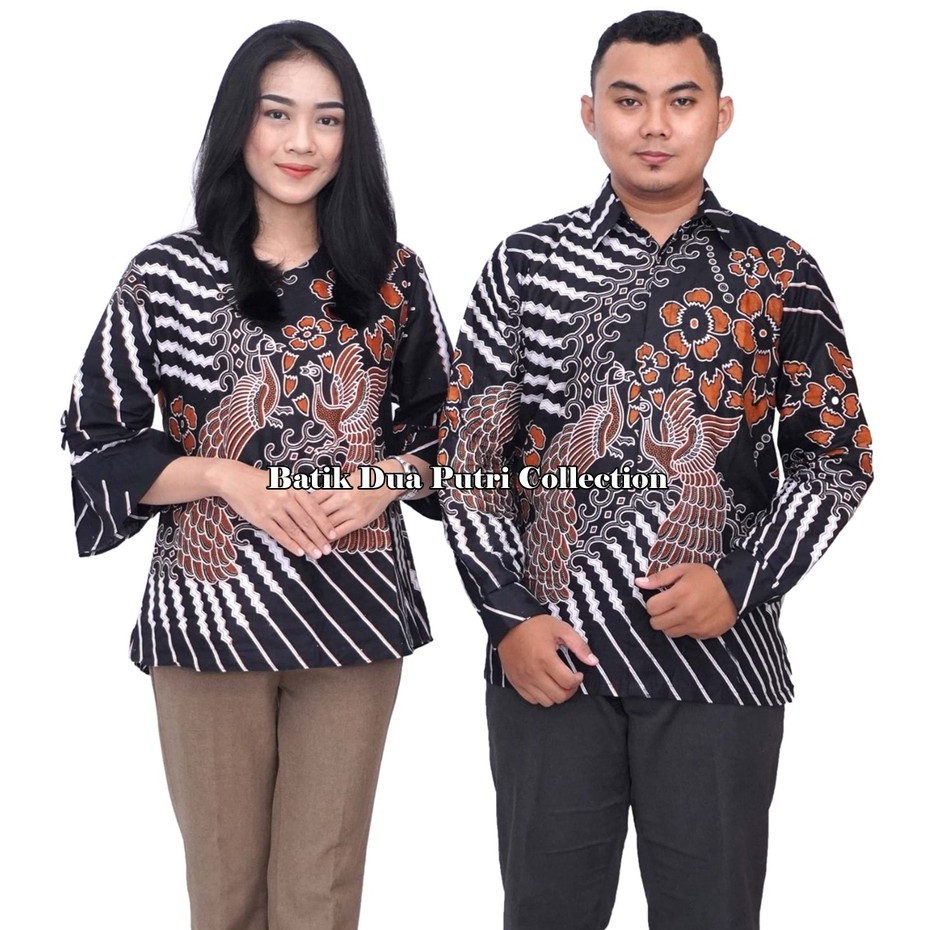 Couple Batik Blouse Kemeja Batik Lengan Panjang Motif Manuk Cinta By Batik Dua Putri Collection