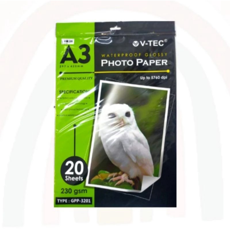 

V-tec waterproof photo paper A3 230 Gsm
