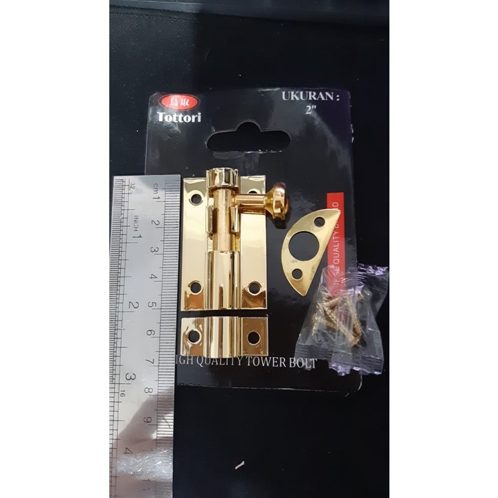 GRENDEL ALUMINIUM 2&quot; GP/ SELOT SLOT JENDELA PINTU LEMARI KANDANG GOLD