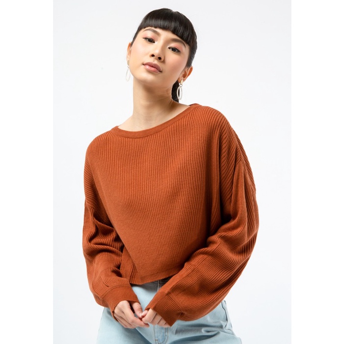 Colorbox Long Sleeve Crop Knit Sweater I:Swgflw121D024 Terracotta - Terracotta, S On Sale
