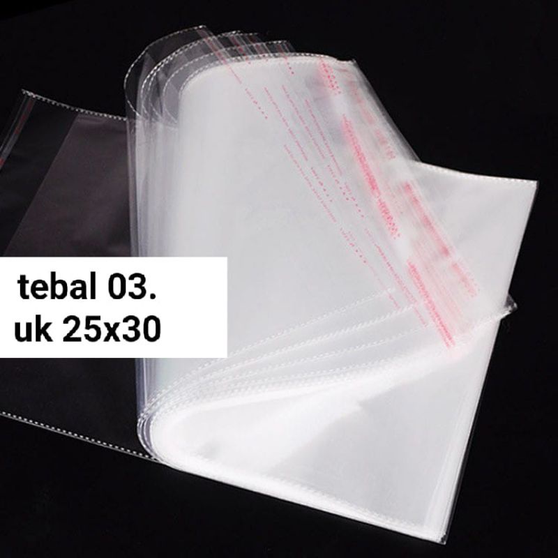 

Plastik OPP seal lem/plastik bening/plastik baju 25x30 -(isi 100 lmbar)