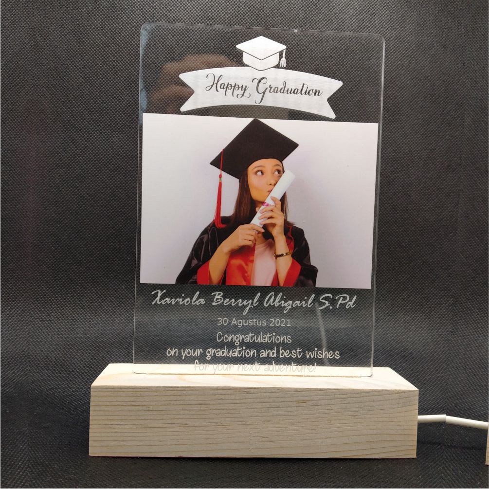 Lampu Tidur Kado Wisuda Hadiah Graduation  3D LED Akrilik CUSTOM FOTO &amp; DETAIL