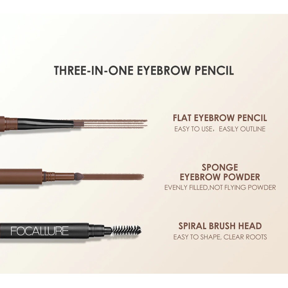 Focallure Matic 3in1 Eyebrow Focallure Pencil Alis Focallure Pensil Alis Focallure Eyebrow Waterproof Focallure Pensil Alis Focallure Focallur Fucallure Focalure Foccalure