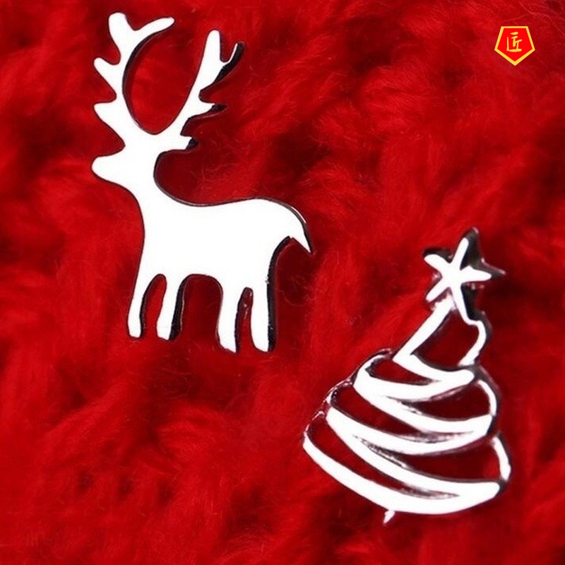 [Ready Stock]Creative New Christmas Tree Elk-Shaped Stud Earrings