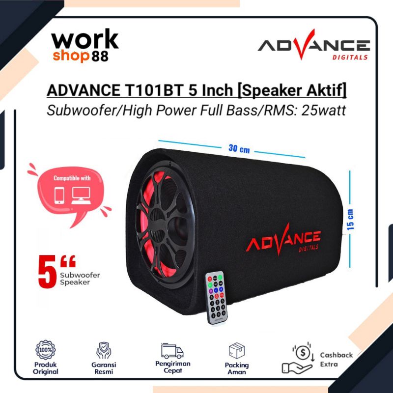 Baru Speaker Bass Aktif Advance T101 BT (5 Inci) + Remote & Bisa Colok Mic - New Original Garansi Re