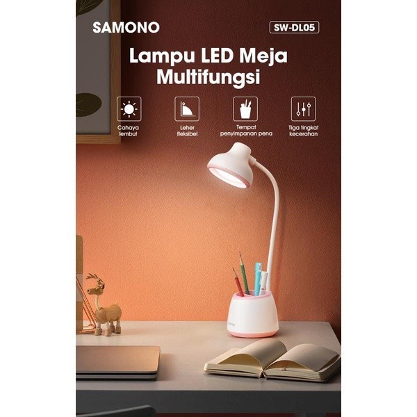 LAMPU MEJA LED PORTABLE RECHARGEABLE - SAMONO SW-DL05