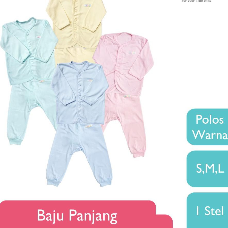 ☃ LIBBY Stelan Baju Panjang - Celana Panjang Polos Warna (1 Stel) ➷