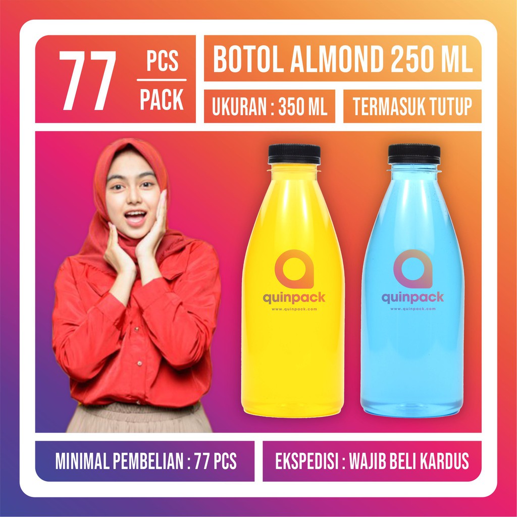 Botol Plastik Cantik 350 ml  PET - Botol Valencia 350ML - Murah Ekonomis - Almond Kale PirML 350