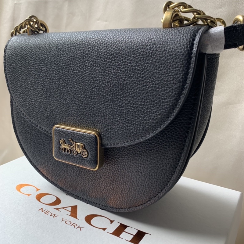 Coach Alie Saddle Bag Soft Pebble Leather Black (C3463)