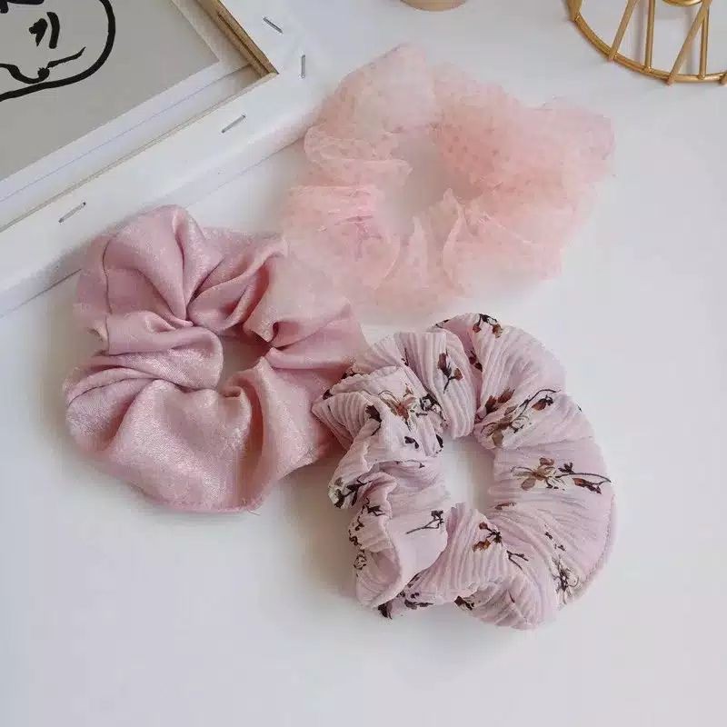 Ikat Rambut Scrunchie Gaya Korea JUMBO / Scrunchie / Cemol /Ikat cepol rambut L3