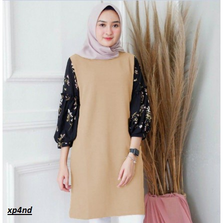 ℵ READY STOCK HOPYLOVY - Baju Tunik Cantik Terbaru Cathy Rami Bordir Dini Pink Abu Biru 2022