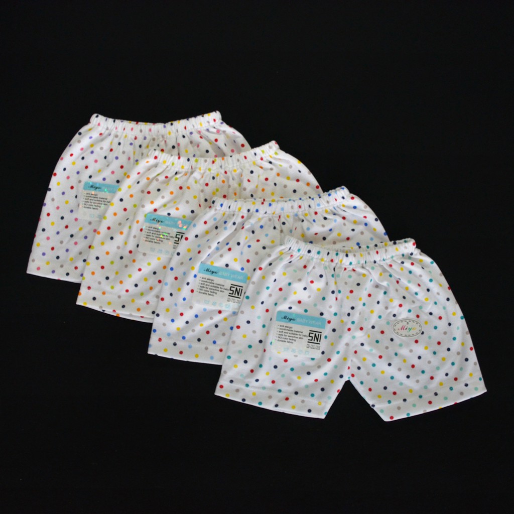 MIYO 4 Pcs Celana Pendek Bayi/Baby Polkadot S,M,L (6-18M)