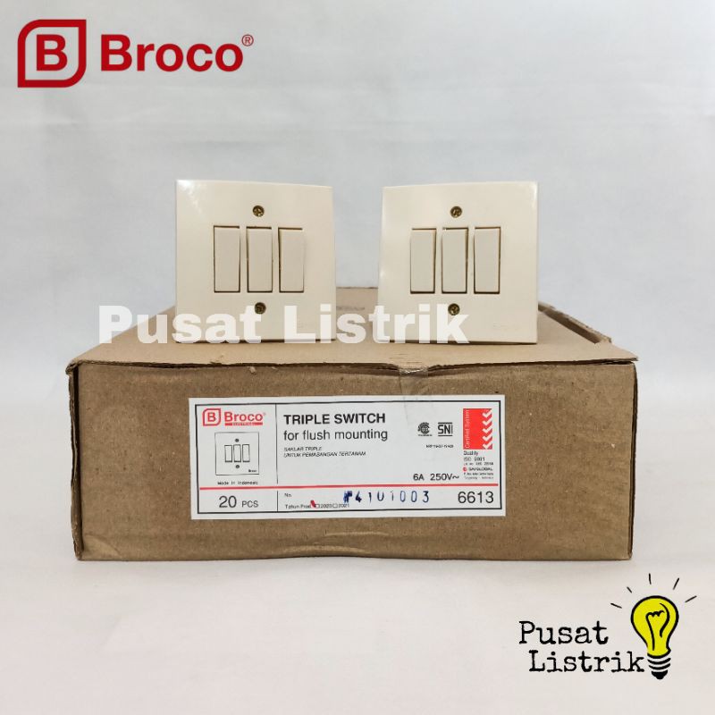 IB Saklar Triple Switch New Gee Broco Triple Switch Inbow Cream Broco