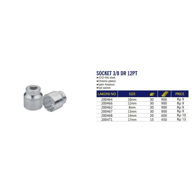 Mata Sock 3/8"dr 12PT  LAKONI PRO TOOLS