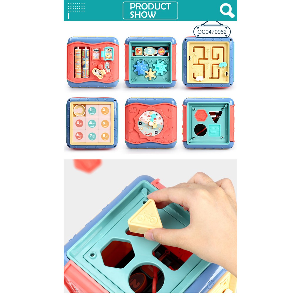 Mainan Bayi Kotak Mainan Edukasi Anak 7 in 1 Mainan Bayi Shape Box Wisdom Hexahedral