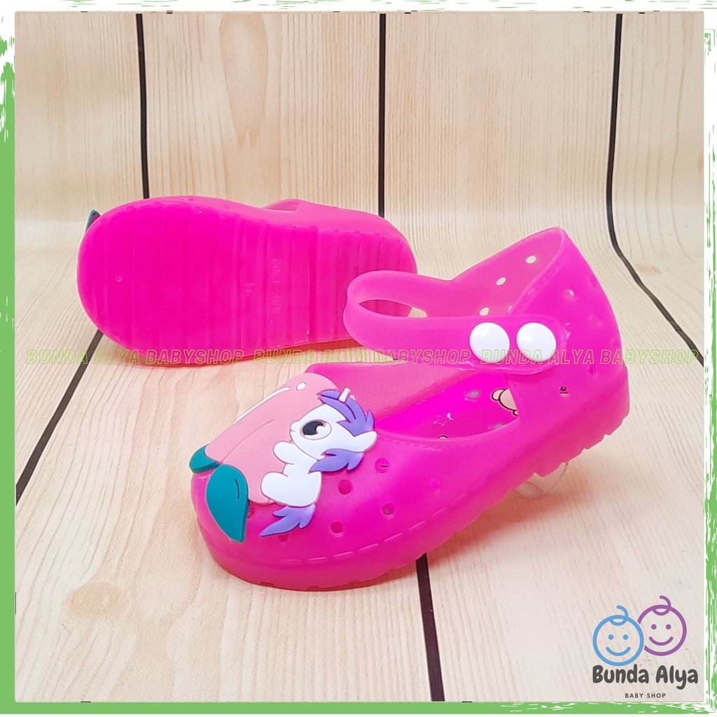 Sepatu Anak Perempuan Jelly LED Usia 6 Sampai 12 Bulan FANTA Sepatu Anak Cewek Motif Kuda Pony Lucu Sepatu Karet Elastis Bisa Menyala Size 18-23