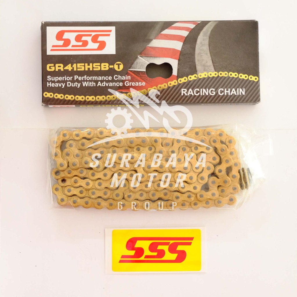 Rantai SSS 415H-130 415 HSBT Emas Gold Murah Ninja GL Fiz R KLX Vixion Scorpio Byson Supra Jupiter