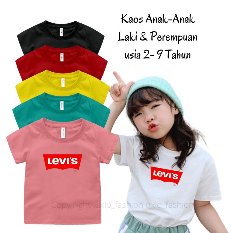 BAJU KAOS ANAK PEREMPUAN DAN LAKI LKI MURAH UMUR 1 2 3 4 5 6 7 8 9 TAHUN MOTIF L3V1S TULISAN UXLO FASHION