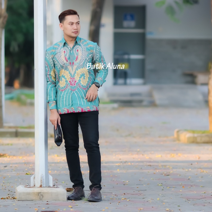 Kemeja Batik Pria Asli Premium Pabrik Batik Aluna PCW 116