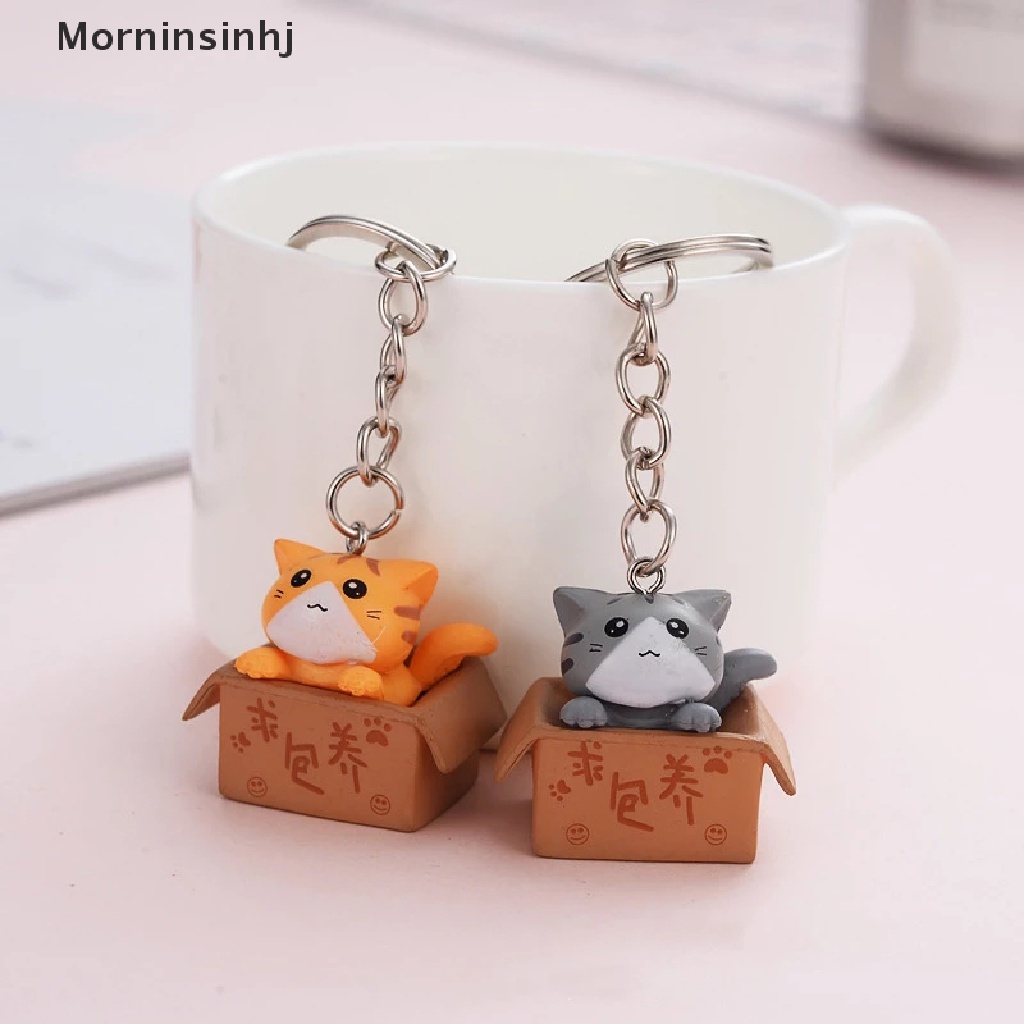 Mornin Gantungan Kunci Kucing Kotak Kecil Yang Lucu Kawaii Kitten Car Keychain Fashion Letter Keyring id