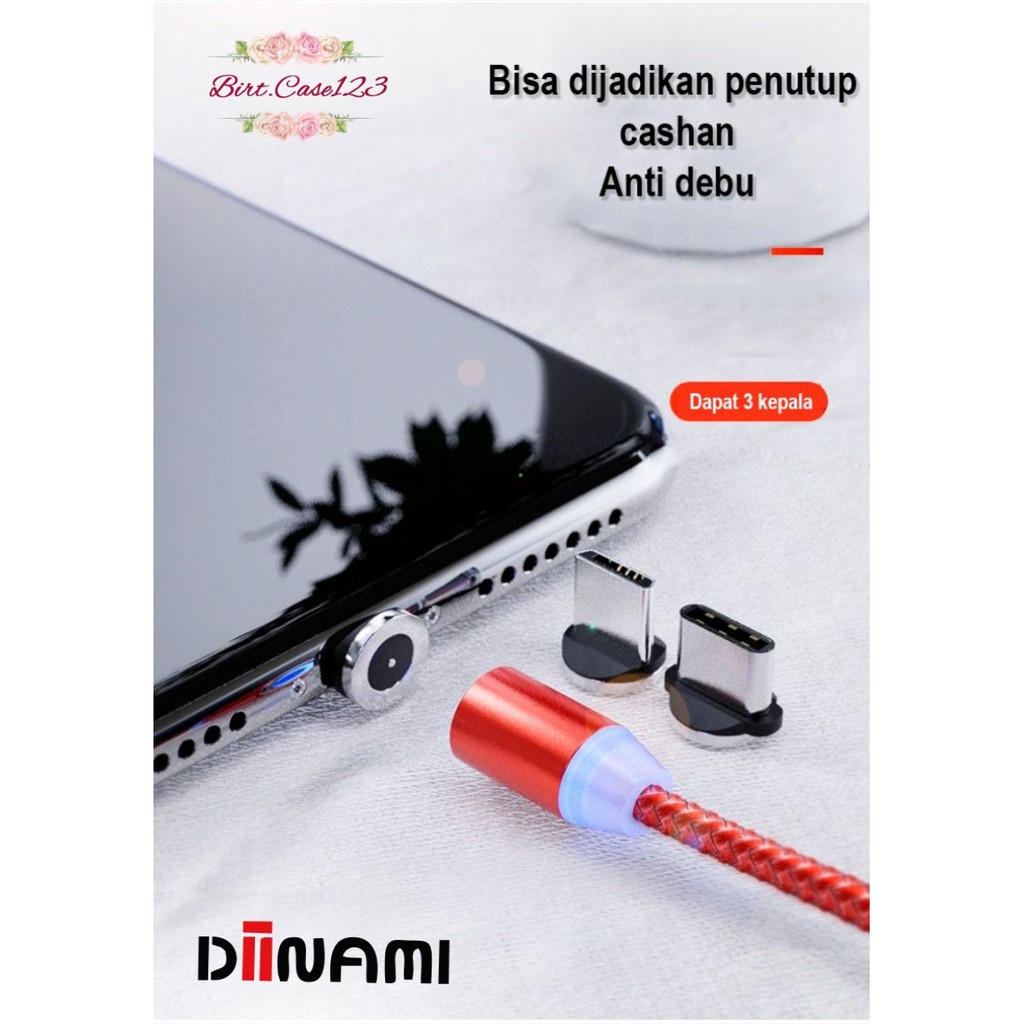 BM017 Kabel cable DIINAMI charger Cashan casan magnet magnetic 3in1 Micro iPhone tipe c fast charging 2.4A BC5844